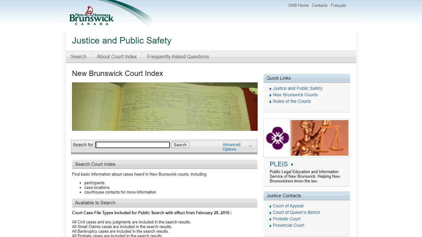 New Brunswick Court Index - gnb.ca